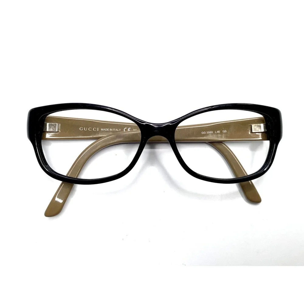 Gucci Black Gradient GG Logo Cat Eye Eyeglasses Italy GG 3569 L4E 52 12 135
